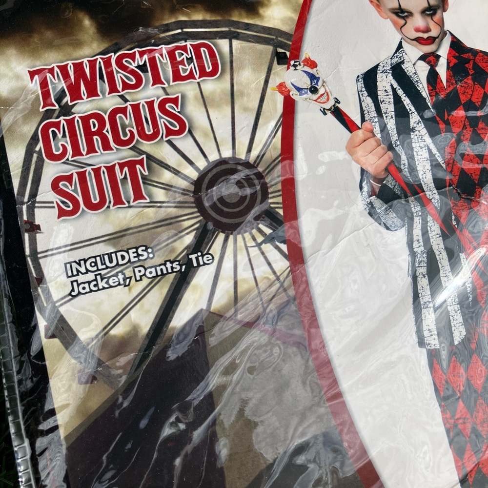 Spirit Twisted Circus Suit for Kids - Black and Red and white (Jacket, Pants,Tie